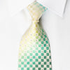 Nina Ricci Silk Tie Turquoise Checker On White With Crystal 