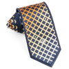 Nina Ricci Woven Silk Neck Tie Orange Yellow Checks On Black