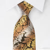 Odysseus Silk Necktie Floral On Brown With Rhinestones - 1