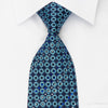 Odysseus Silk Rhinestone Necktie Chequer On Blue With Silver