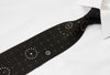 OVO Classic Men’s Black Rhinestone Silk Neck Tie With Silver