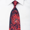 OVO Classic Men’s Silk Necktie Red Anthemion On Navy 