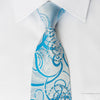 OVO Classic Silk Rhinestone Neckties Scrolls On Blue With 