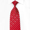 Paco Rabanne Men’s Crystal Silk Necktie Silver Dots On Red 