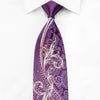 Paco Rabanne Mens Silk Crystal Tie Silver Acanthus Paisley 