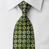Paco Rabanne Rhinestone Necktie Foulard Floral On Green With