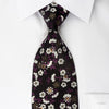 Paco Rabanne Rhinestone Silk Tie Silver Floral On Black With