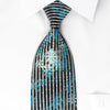 Paco Rabanne Silk Rhinestone Necktie Floral Silver Stripes 