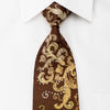 Paco Rabanne Silk Rhinestone Necktie Golden Vines On Brown 
