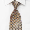 Park Land Men’s Silk Necktie Trellis On Beige Brown 
