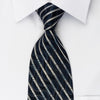 Park Land Rhinestone Necktie Silver Striped On Dark Blue 
