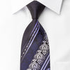 Park Land Silk Rhinestone Necktie Purple Damask On Dark Blue