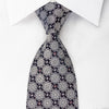 Park Land Silk Rhinestone Necktie Silver Marrakesh On Navy 