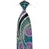 Perry Ellis Men’s Crystal Silk Necktie Silver Waves On 