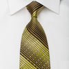 Perry Ellis Men’s Silk Tie Green Stripes On Brown Sparkling 