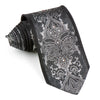Perry Ellis Rhinestone Silk Neck Tie Silver Damask On Black 