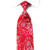 Perry Ellis Rhinestone Silk Necktie Floral Acanthus on Red -