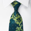 Perry Ellis Rhinestone Silk Necktie Green Turquoise Acanthus