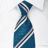 Perry Ellis Rhinestone Silk Tie Turquoise Striped On Navy 