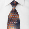 Perry Ellis Rhinestone Tie Blue Orange Dots On Navy With 