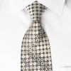 Perry Ellis Silk Tie Silver Geometric On Black With Crystal 