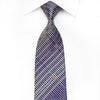 Pierre Cardin Men’s Crystal Silk Tie Purple Silver Striped 
