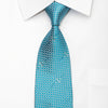 Pierre Cardin Mens Silk Necktie Silver Trellis On Turquoise 