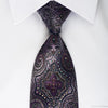 Pierre Cardin Rhinestone Necktie Damask On Dark Purple With 