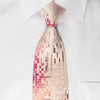 Pierre Cardin Rhinestone Necktie Pink Geometric With Silver 