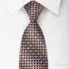 Pierre Cardin Silk Necktie Silver Orange Geometric & Trellis