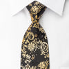 Pierre Cardin Silk Rhinestone Necktie Golden Vines On Black 