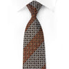 Pierre Cardin Silk Rhinestone Necktie Orange Silver Ovals On