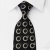 Pierre Cardin Silk Rhinestone Necktie Silver Circles On 