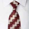Pierre Cardin Silk Tie Burgundy Silver Chevron Checkered 