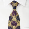 Pierre Cardin Silk Tie Golden Boteh On Purple With 