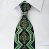 Pierre Cardin Silk Tie Green Geometric Cartouche With 