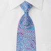 Pierre Cardin Silk Tie Pink Paisley On Sky Blue Sparkling 