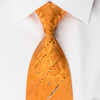 Pierre Cardin Woven Silk Tie Floral On Orange With Crystal 