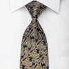 Premierlux Men’s Rhinestone Silk Necktie Gold Paisley On 