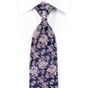 Premierlux Rhinestone Silk Necktie Silver Floral On Blue 