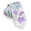 Premierlux Woven Silk Neck Tie Purple Turquise Floral On 