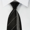Remizio Black Rhinestone Silk Necktie Rhinestone Striped On 