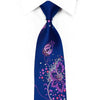 Remizio Rhinestone Silk Necktie Purple Floral On Blue With 
