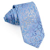 Remizio Silk Rhinestone Silk Tie Silver Scrolls On Blue 