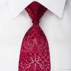 Remizio Silk Tie Damask On Red Sparkling With Crystal 