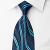 Renoir Rhinestone Necktie Waves On Blue With Silver Sparkles