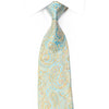 Renoma Crystal Rhinestone Silk Necktie Gold Paisley On Pale 