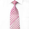 Renoma Men’s Crystal Rhinestone Silk Necktie Pink Circles On