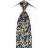 Renoma Men’s Crystal Silk Necktie Golden Floral On Blue With