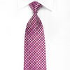 Renoma Men’s Crystal Silk Necktie Silver Purple Checkered 